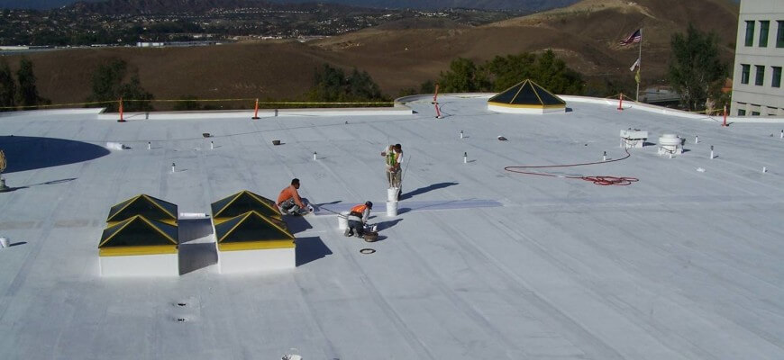 roof roof coating cool roof commercial flat roof hypalon aqmd after surecoat